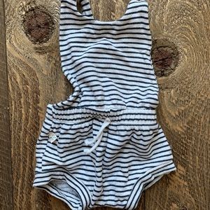 Childhoods romper black and white stripe